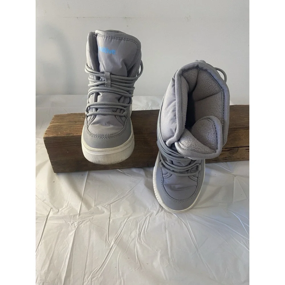 Kids Native Gray Chamonix Retro Elastic Wrap Up Lace‎ Free Boots-Size Child 12